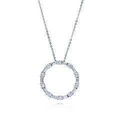 This open circle pendant necklace embodies an eternity of beauty in a simple, sparkling ring. Made of rhodium plated fine 925 sterling silver. Set… Pendant Sets, Disney 100, Cz Rings Engagement, Circle Pendant Necklace, Cz Necklace, Necklace Chain Lengths, Cz Pendant, Circle Necklace, Baguette Diamond