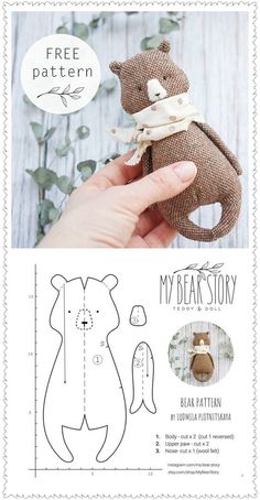 a teddy bear sewing pattern is shown