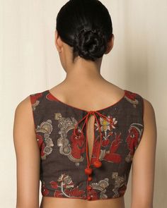 Blouse Back Neck Designs Pattern, Back Blouse Designs, Blouse Designs Ideas, Ikat Blouse Designs, Back Neck Blouse, Sleeveless Blouse Designs