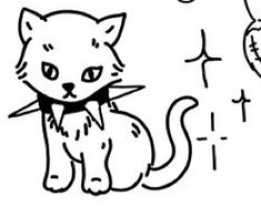 a black and white drawing of a cat