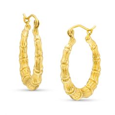 Increase the style factor of your casual or dressy looks when you wear these bamboo hoop earrings in hollow 14K gold. Fashioned in hollow 14K gold Each 24.0mm hoop glistens with textured bamboo-like sections that graduate to the widest at the bottom. These earrings secure with latch backs. Nicu Nursing, Bamboo Hoop Earrings, Digital Business Card, Gold Hoop Earrings, Nursing, Gold Earrings, Gold Jewelry, Bamboo, Hoop Earrings