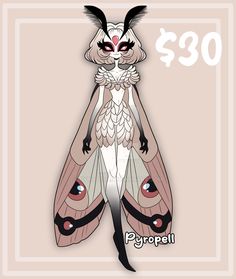 a drawing of a moth with the words $ 30 on it's back side