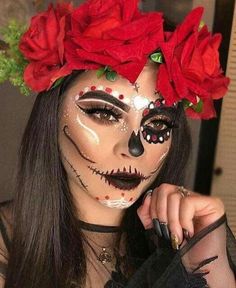 Catrina Aesthetic, Catrina Outfit, Muertos Makeup, Prom Makeup For Brown Eyes, Halloween Makeup Sugar Skull, Dead Makeup, Sugar Skull Makeup, Halloween Makeup Inspiration