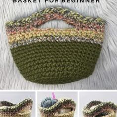 crochet basket for beginners with instructions to make it in two different colors