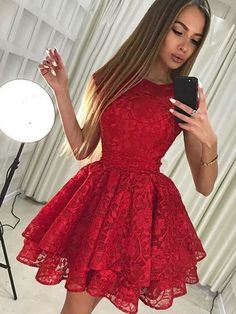 Modest Homecoming Dresses, Gaun Koktail, Homecoming Dress Short, Mini Homecoming Dresses, Red Homecoming Dresses, Short Homecoming Dress, Lace Homecoming Dresses, Short Prom Dress, Short Cocktail Dress