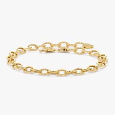 14k Oval Link Cable Chain Bracelet 14k Gold Ferkos Fine Jewelry Eternity Bands, Diamond Gemstone, Bracelet Sizes, Jewelry Trends, Real Gold, Cable Chain, Things To Buy, Chain Bracelet, Precious Metals