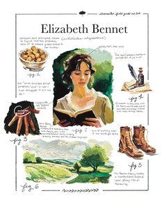 the cover of elizabeth bennet's book, with pictures of her favorite items