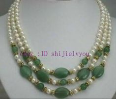 3 rows 7-8mm white pearl and green jade necklace17-19" necklace17 Welcome to My Ebay Store: golddragonc Description Condition: New Size(Approx): 7-8MM 13X18MM Quantity: Length(Approx): 17-19“ Our Product We guarantee that all of our items are "Correctly Describe" in descriptions. And we also strive for 100% customer satisfaction on every sale we complete. Payment: 1. just accept paypal 2. Paypal buyer should confirm the registered address on paypal.com, all the items will be sent to the above address and if the address is invalid payment will not be refunded. 3. All the payments are expected to be completed within 5 days after order. All of the non-payment buyers will be reported to ebay. Shipping: 1. Items will be sent out within 3 days after the payments cleared. 2. Items will be sent vi Motifs Perler, Pearl Necklace Designs, Mother Jewelry, Emerald Necklace, Beaded Jewelry Patterns, Jewelry Design Necklace, Bead Jewellery, Green Jade, Jewelry Patterns