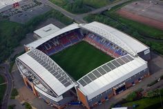 an aerial view of the soccer stadium