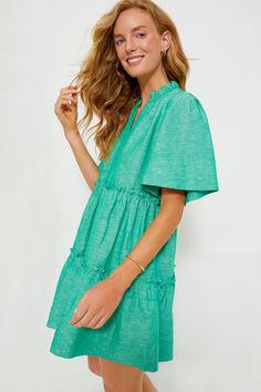 The Sea Green Crawford Dress is exactly what we have been searching for — that perfect warm weather piece that you can throw on for morning cappuccinos and wear until cocktail hour. Featuring oversized flutter sleeves, ruffle detailing on the neckline and skirt, and a swing silhouette in a vibrant shade, this mini is the most flattering and flirty frock. Effortlessly whisking you from work to play, pair with sneakers and sunnies for a casual look then switch to wedges and statement earrings for Hamptons Summer, Cocktail Attire, Color Crush, Short Sleeve Mini Dress, Weekend Wear, Sea Green, Cocktail Hour, Flutter Sleeves, Night Outfits