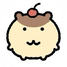 a drawing of a cat with a cherry on it's head and mustaches