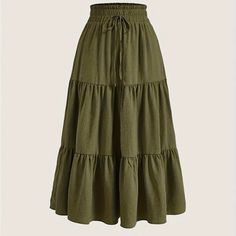 Feel Free To Ask Any Questions Midi Skirt Casual, Ruffle Hem Skirt, Tiered Midi Skirt, Spring Skirts, Skirt Midi, Pretty Clothes, Formal Dresses For Women, Plus Size Kleidung, Summer Skirts