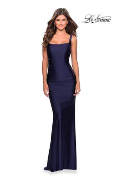 La Femme 28634 Navy 00 Spring 2023 Classy Evening Gowns, Long Jersey Dress, Jersey Prom Dress, Trumpet Gown, Prom Dress Stores, Prom Dress Styles, Prom Designs, Prom Style, Designer Prom Dresses