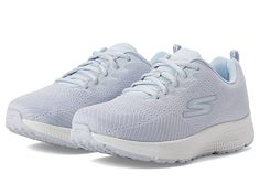 SKECHERS Go Run Consistent - Energize - Women's Shoes : Light Blue : Take your sophisticated fashion game to new heights by wearing SKECHERS Go Run Consistent - Energize sneakers. Mesh upper with signature logo. Textile lining. Skechers Air-Cooled Goga Mat breathable insole with high-rebound cushioning. Ortholite comfort foam insole. Skechers M-Strike technology promotes efficiency in each stride. Lace-up closure. Pull tab on the back. Skechers GO RUN logo on the midsole. Round toe design. ULTRA Comfortable High-top Running Shoes With Air Cushioning, Athleisure Mid-top Fade-resistant Sneakers, High-top Walking Shoes With Branded Insole For Light Sports, Fade-resistant Mid-top Sneakers For Light Sports, Comfortable Mesh Sneakers With Air Max Cushioning, Secure Fit Sneakers With Air Cushioning For Light Sports, Fade-resistant Sneakers With Secure Fit For Light Sports, Breathable Synthetic Sneakers With White Sole, Comfortable Sneakers With Air Cushioning For Streetwear