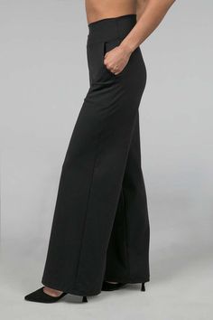 Why we love this: This BRAND NEW style is a must-have dress pant! This fits a bit looser than our #1 High Waist Wide Leg Pant, and is so comfortable you won't want to take it off. Easily transition from desk-to-dinner, with a super-flattering waist, roomy pockets, & an elegant wide-leg design! Features: KiraGrace PowerStrong: Feels like cotton, keeps you dry High-rise, 32" inseam, Leg Opening: 25"  Slimming high waist w/side pockets Made in U.S.A. of imported fabric Waist: High-Waisted (13" Rise High Waist Black Pants, Yoga Bottoms, Check Mark, High Waist Wide Leg Pants, Travel Pants, Perfect Pant, Wide Leg Pant, Black Dress Pants, Pants Wide Leg