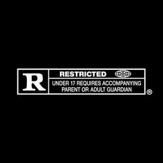 the restricted sign is black and white with an r on it's left side