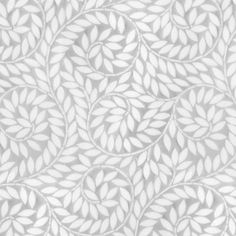 a white and grey wallpaper with leaves on it