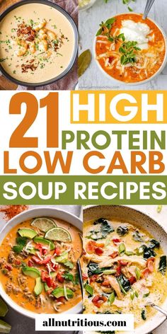 These delicious healthy soups are a must for weight loss. They're, hearty and the ultimate comfort food that are low in carbs and high in protein. Give these low carb high protein recipes a try. High Protein Low Carb Soup, High Protein Soup, Protein Soup Recipes, Protein Soup, Protein Soups, Low Carb Soup Recipes, Low Carb High Protein, Breakfast Low Carb, Boiled Egg Diet Plan