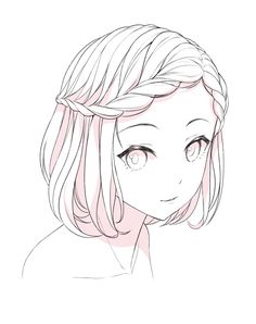 a drawing of a girl with long hair and braids on her head, looking to the