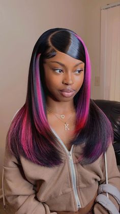 Dyed Hair Inspiration, Pretty Braided Hairstyles, Pretty Hair Color, Dope Hairstyles, Front Lace Wigs Human Hair, Baddie Hairstyles, Purple Hair, Protective Hairstyles, Black Women Hairstyles