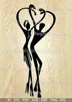 an image of a couple dancing in the shape of a heart on a wooden background