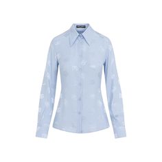 This light blue silk shirt from Dolce & Gabbana showcases an elegant design with subtle logo patterns and long sleeves, ensuring a luxurious feel. Perfect for upscale gatherings or stylish evenings out, this piece adds sophistication to your look.

- Material: 100% Silk  
- Classic collar Wisteria Blue, Blue Silk Shirt, Dg Logo, Logo Pattern, Blue Silk, Emilio Pucci, Sleek Look, Wisteria, Silk Shirt