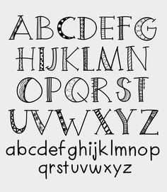 the alphabet is drawn in black and white