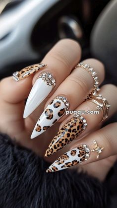 Fall Leopard Nails, Cheetah Nail Designs, Fall Nail Ideas, Unghie Nail Art, Cheetah Nails, Wow Nails, Sassy Nails