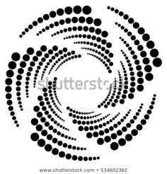 an abstract black and white circular design with dots in the center on a white background