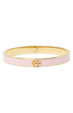 Add some of Tory's signature sophistication to your wrist stack with this enameled hinge bracelet clasped with iconic T-logo hardware. 3/8" width, 6 1/2" inner circumference Goldtone or silvertone plate/enamel Imported Tory Burch Bracelet, Xoxo Jewelry, Preppy Accessories, Hinge Bracelet, Wrist Stack, Gold Orchid, Tory Burch Kira, Accessories Bag