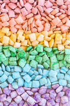 the rainbow colored marshmallows are all over the place