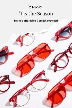 Give the gift of sight this holiday season! #affordableglasses #cuteglasses #stylishglasses #giftsforglasseslovers #redglasses #prescriptionglasses Prescription Glasses Frames, Christmas Campaign, Red Glasses, Zenni Optical, Cute Glasses, Stylish Glasses, Wear Red