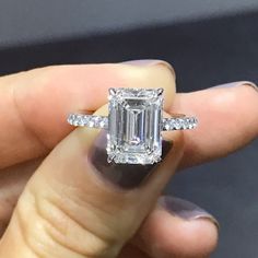 Pave Band Engagement Ring, Emerald Cut Engagement, Emerald Engagement Ring Cut, Emerald Cut Diamond, Morganite Engagement, Dream Engagement Rings, Morganite Engagement Ring, Emerald Engagement, Engagement Ring Cuts