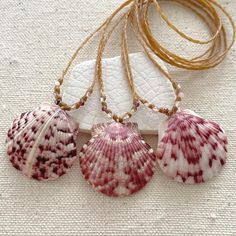 Beautiful Florida scallop seashells accented with sparkly microfaceted multicolored gemstones are handwoven onto braided waxed cord. I found these shells on the beach on the east coast of Florida🦩. Waxed cord is strong and waterproof🌊 Perfect for women with an active lifestyle.️ Each of these are one-of-a-kind, and you will receive the necklace in the photo. These are ready to ship and will be finished to your desired length with a mother of pearl button clasp. Please choose your desired shell and length from the drop down menus. Shells are all about 1 1/4 inch in diameter. 💙Handmade by me with love in coastal Southern Maryland. 💙Carefully packaged in a small box and will arrive ready to gift, even if it's for yourself:-) Please leave a message for me at checkout if you would like me t White Braided Jewelry For Beach, White Braided Jewelry For The Beach, Adjustable Mother Of Pearl Necklace For Beach, Beach Jewelry With Adjustable Shell Cord, Cowrie Shell Jewelry With Adjustable Cord As Gift, Natural Cowrie Shell Jewelry For Gift, Natural Cowrie Shell Jewelry As Gift, Adjustable Cord Cowrie Shell Jewelry Gift, Natural Color Cowrie Shell Jewelry Gift