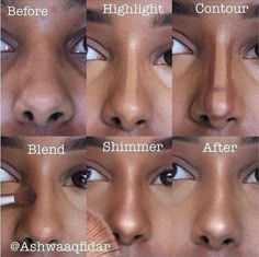 Teknik Makeup, Bentuk Alis, Nose Makeup, Nose Contouring, Makeup For Black Skin, Brown Skin Makeup, Makeup Help, Makijaż Smokey Eye, Makeup Guide