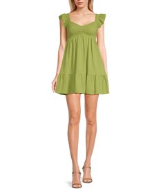 From Allison & Kelly&#x2C; this dress features:V-necklineShort flutter sleevesSmocked empire bodicePullover stylingPolyesterMachine wash/tumble dryImported. Dresses Casual Short, Sun Dress Casual, Tiered Mini Dress, Daytime Dresses, Junior Dresses, Dillard's, Tiered Dress, Dresses Casual, Xl Dress