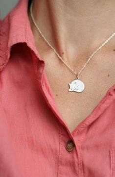 Dainty Silver Necklace With Cat Design, Silver Cat Design Pendant Charm Necklace, Sterling Silver Cat Design Pendant Necklace, Cat Jewelry Necklace, Cat Necklace Silver, Lover Necklace, Cat Pendant Necklace, Sterling Silver Cat, Silver Cat