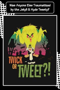 an image of a cartoon character with the words,'twick or tweet? '