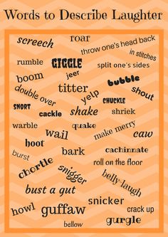 words to describe laughter on an orange background