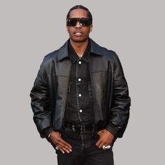 American Rapper Rakim Athelaston Mayers a.k.a A$AP Rocky Black Leather Jacket A$ap Rocky, Asap Rocky, American Rappers, Black Leather Jacket, Crop Jacket, Daily Fashion, A A, Real Leather, Rocky