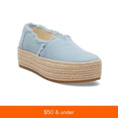 in stock Espadrilles Shoes, Rope Wrapped, Slip On Espadrilles, Platform Espadrilles, Washed Denim, Colored Denim, Pastel Blue, Denim Wash, Valencia