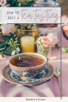 a cup of tea sitting on top of a saucer