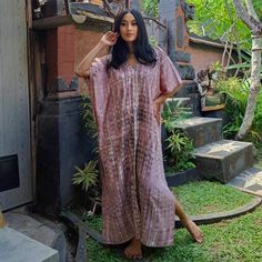 PLEATED TUCKS KAFTAN DRESS, Boho Kaftan Dress Kaftan Maxi Dress V NeckLine Resort Wear  delicate rayon. USUALLY FITS S M L XL 1X 2X POSSIBLY LARGER. * MEASUREMENTS : Bust: 66'', Hip: 66", Length : 53'', Armhole: 20'' PLS CHECK SPECS TO BE SURE IT WORKS FOR YOU. * FABRIC: RAYON TIE DYE * MADE IN: BALI, INDONESIA Bohemian Mauve Dress For Beach, Bohemian Mauve Beach Dress, Pink Short Sleeve Kaftan, Casual Pink Tunic Kaftan, Pink Casual Tunic Kaftan, Pink Tunic Kaftan Casual Style, Casual Pink Free Size Kaftan, Kaftan Dress Boho, Boho Caftan