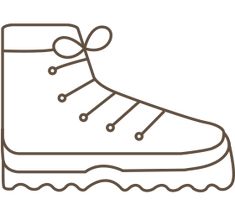 a line drawing of a boot with laces on the outstrap and heel