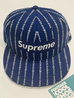 ITEM: 2019 (SS19) New Era 59Fifty Supreme Text Stripe Hat (royal colorway) - Fitted size 7 1/4 CONDITION: Brand New (only tried-on / with original tags) ADDITIONAL NOTES: Guaranteed to be 100% AUTHENTIC MERCHANDISE or your money will be refunded in full. SATISFACTION IS 100% GUARANTEED PAYMENT METHODS: eBay Payment Methods Cash or Credit Card (if picked-up locally @ our shop in Orange, CA) FOOTAGE By THECOOLSHOESHINE! 2740 East Chapman Ave. Orange, CA 92869 SHIPPING & HANDLING: USA Customers - F Brian White, New York Yankee Hat, Label Ideas, New Era Snapback, New Era 39thirty, New Era Hat, New Era Fitted, Hat Box, Box Logo