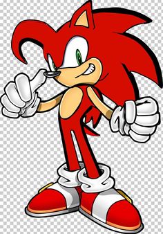 sonic the hedge cartoon character with red and white shoes, transparent background png clipart