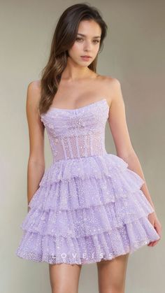 This A line strapless tulle tiered short homecoming dress is the perfect choice for your next special occasion. Its elegant design not only flatters your figure, but the comfortable tulle material ensures you can dance the night away. With its cute and stylish look, this dress is a must-have for any graduation or homecoming event. Prom Dresses Gowns, A Line Shorts, Short Homecoming Dress, Sequin Shorts, Tulle Fabric, Tier Skirt, Homecoming Dress, Sheer Fabrics, Stylish Dresses