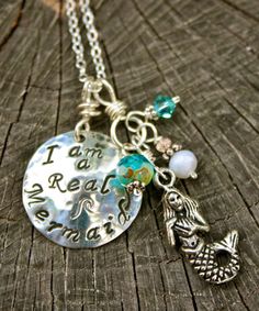 I Am a Real Mermaid Necklace  May Be Personalized by mermaidtears Personalized Whimsical Silver Jewelry, Themed Sterling Silver Necklace, Whimsical Personalized Silver Jewelry, Themed Sterling Silver Necklace In Silver, Whimsical Silver Personalized Jewelry, Themed Sterling Silver Nickel-free Necklace, Personalized Themed Sterling Silver Necklace, Themed Sterling Silver Nickel Free Necklaces, Themed Sterling Silver Jewelry In Silver