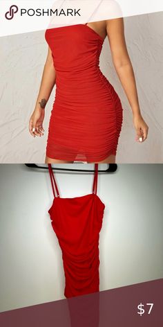 Ruched Mesh Bodycon Cami Mini Dress Cami Mini Dress, Mesh Bodycon Dress, Mini Cami Dress, Shein Dresses, Cami Dress, Dress Red, Bodycon Dress, Dress Es, Mesh