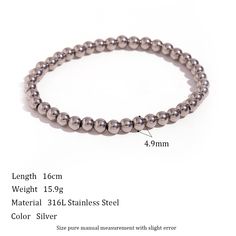 Material: Stainless Steel Fashion Element: Round Style: Fashion OL Vintage Nickel-free Beaded Bracelets With Round Beads, Elastic Bead Bracelet, Nickel-free Gold Stretch Bracelet With Round Beads, People Women, Retro Bracelet, Shape Geometric, Stainless Steel Plate, Steel Plate, Bracelet Silver